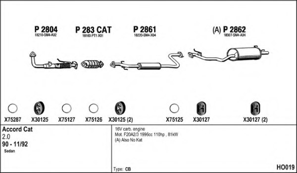 FENNO HO019 Exhaust System